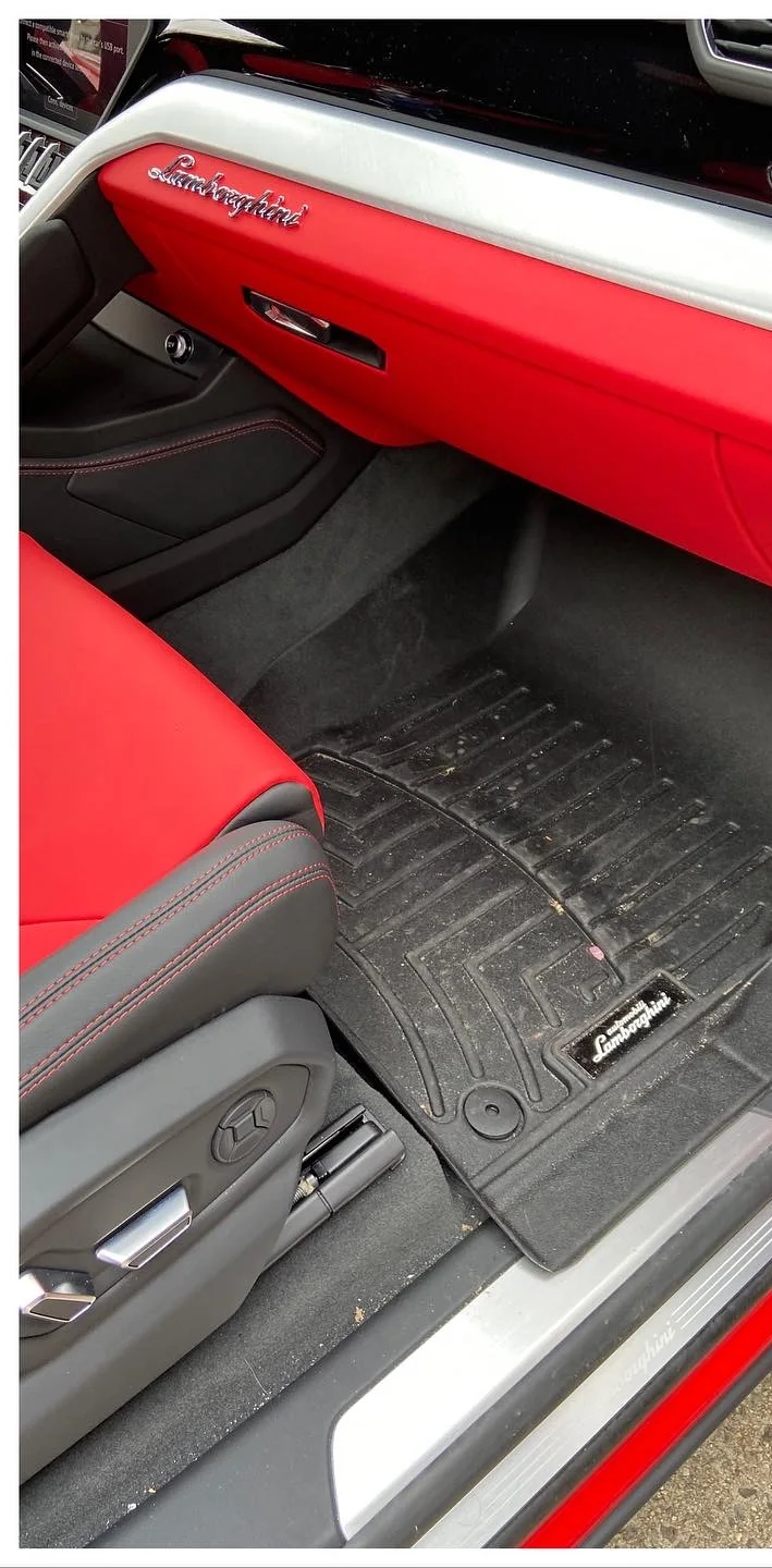 Lamborghini passenger footwell before JKA interior detailing